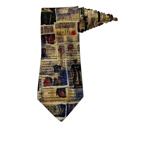 Alynn Neckwear Shakespeare Poetry Vintage Novelty Necktie 100% Silk - Picture 1 of 7